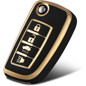 TPU Smart Key Fob Case Protective Cover Compatible with Nissan Folding Key X-Trail Juke F15 Rogue Qashqai J11 Tiida Murano Maxima 4 Button Keyless Entry Remote(White)