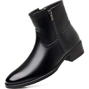 DADAWEN Men's Chelsea Boots Leather Casual Chukka Ankle Boots Side Zipper Pull On Dress Boots for Men