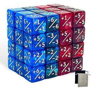 Luck Lab MTG Magic Life Counter Dice, 48 PCS - Compatible w/Magic Card Game Accessories, CCG Creature Stats w/ 2 Dice Bags (Blue Pearl, Blue Swirl, White Pearl, Black Pearl)