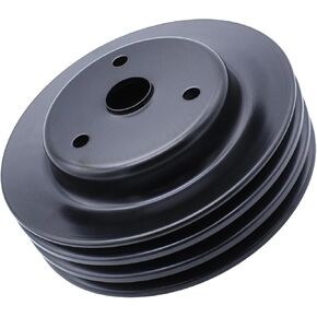 1 PC Crankshaft Pulley Triple-Groove LWP Long Water Pump Compatible with Small Block Chevy SBC 262 265 267 283 302 305 307 327 350 400 Black Steel