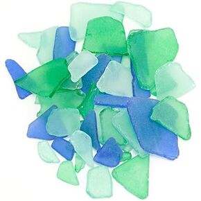 Sea Glass | Green Light Blue & Cobalt Blue Colored Sea Glass Mix | 11 Ounces of Sea Glass for Art Crafts and Decor | Sea Glass Bulk
