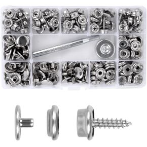 YeeBeny150 PCS Canvas Snap Kit Tool, Stainless Steel Screws Marine Grade 5/8",Snaps for Boat Cover with 2 PCS Setting Tool for Boat Cover Furniture（Sliver）