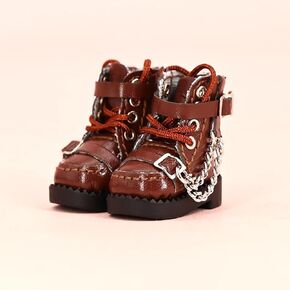 Doll Shoes Cool Chain Boots for Ob11,DDF,Body9,1/12 BJD,GSC Doll Accessories BJD Toys Shoes (Black)