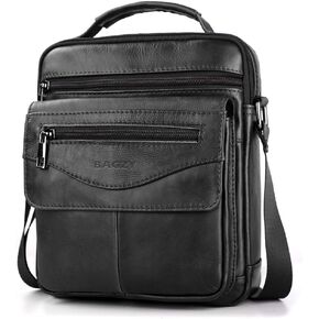 BAGZY Mens Crossbody Bag Leather Large Tablet Bag for 11 inch Pad Shoulder Bag Organiser Handbag Sling Business Bag