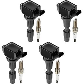 Set of 4 Ignition Coil Pack UF764 and Iridium Spark Plugs 93175 Compatible with Kia Sorento Sportage Optima Hyundai Tucson Sonata Santa Fe Sport 2.0L 2.4L L4 Replaces GN10730 E1264 273002GGA0