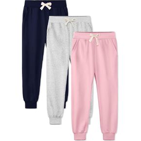 HXP 3 Pack Girls Sweatpants Girls Joggers Soft Cotton Girls Athletic Sweatpants for Girls Kids with Pocket Drawstring