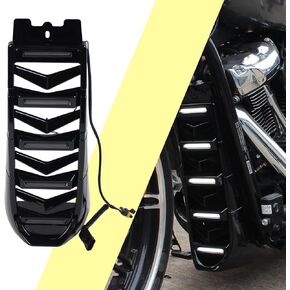 Black Chin Fairing Spoiler with LED Lights Compatible with Harley Softail Breakout Street Bob Fat Bob 2018-2023,Front Lower Radiator Protection Cover Assembly