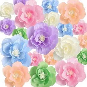 TaoBary 18 Pieces Mexican Paper Flowers Fiesta Crepe Paper Flowers Carnival Tissue Flowers Mexican Party Decorations for Wedding Birthday Cinco De Mayo Party 12,10,8 Inch(Retro Color)