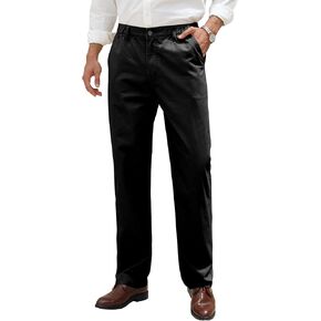 voeeron Men's Expandable Waist Chino Pants Classic Fit Khaki Pants Mens Wrinkle Resistant Flat Front Casual Pant