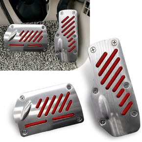 2 PCS Car Automatic Transmission Pedal Cover, 5.5" x 2.4" Accelerator + 4.9" x 2.9" Brake Pedal, Alloy Durable Structure Sport Decoration + Non-Slip Rubber Strip, Universal for Cars (Black)