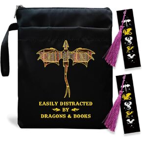Romantasy Dark Academia Dragons Book Sleeve, Fantasy Novel Reader Gift, Bookish Gifts, Book Inspired Gift, Paperback Book Protector Book Cover Dragons Lovers Book Gifts (Dragons Book-Black)