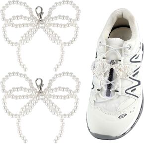 2Pcs Pearl Bow Shoe Charms for Sneakers Decoration Shoe Lace Charms Sneakers Elegant Pearl Buckle Dress Shoe Sneaker Accessories