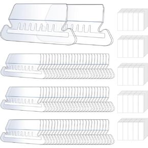 50 Set Hanging File Folder Tabs, Plastic Hanging File Folder Labels Tabs with Paper Inserts Transparent File Folder Labels Tabs for Quick Identification