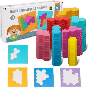 Wooden Blocks Puzzle Brain Teasers Toys, 20 Pack Wooden Puzzle Tangrams for Kids Ages 4-8, Shape Pattern Puzzle Games - Montessori Toys Educational Gifts for Boys and Girls 4 5 6 7 8 Years