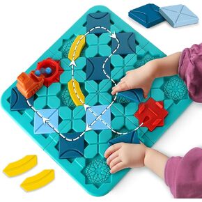 STEM Board Games Kids Toys, Logical Road Builder Brain Teaser Puzzle Racer Car Track Set, 118 Challenges & 4 Difficulty Levels Educational Game, 3 4 5 6-Year-Old Boys Girls Christmas Birthday Gifts