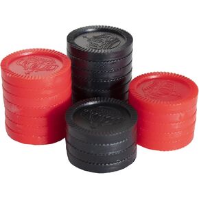 Cannon Sports Black & Red Checkers Replacement Pieces - Plastic & Stackable for Board Game
