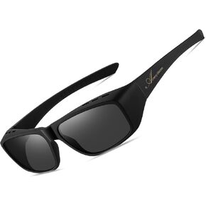 Nylon Polarized Sunglasses Fit Over Glasses,Clearer,Better Color Perception,Large Frame Wraparound Unisex