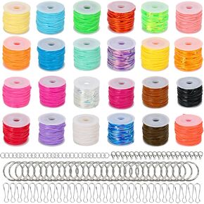 سلسلة حبل بلاستيكية من QUEFE، 24 لفة من حبل ربط بلاستيكي وإكسسوارات حبل سلسلة مفاتيح، مجموعة نسيج سلسلة Gimp لحرف سلسلة المفاتيح والأساور وأحبال التعليق in Kuwait