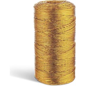 656 Feet/218 Yards Metallic Cord Gold Twine, 1 Spool 1.5 mm Gold Thread String for Bracelet Jewelry Making Thread Gold Craft Making String Cord