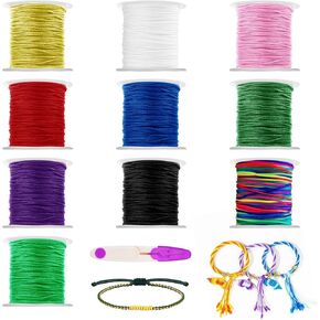 10Rolls Nylon String for Bracelets 0.8mm Nylon Beading String with Scissors Chinese Knotting Cord Nylon Beading Thread for Kumihimo,Braided Bracelets,Beading,Necklaces,Wind Chime,Jewelry Making