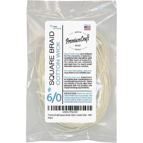 Square Braid Cotton Candle Wick - #6/0