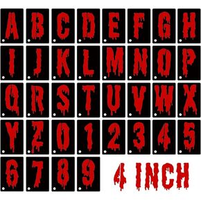 36 Pcs Halloween Letter Stencils, Reusable Alphabet Numbers Stencils Templates for Halloween Wood Wall Sign Art Projects Decoration (Style 4, 4 Inch)