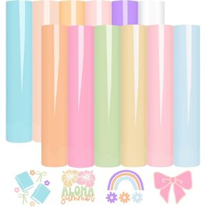 WRAPXPERT Boho Color Permanent Vinyl Sheets - 12 Sheets Bundle 12"x12" Pastel Colors Craft Vinyl Sheets Glossy Adhesive Vinyl Craft Cutters DIY Projects
