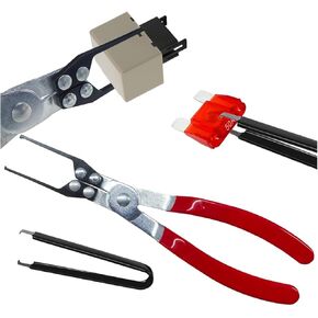 2PCS Automotive Fuse Removal Tool, Fuse Extraction Pliers, Metal Relay Puller Pliers, Car Electrical Disconnect Pliers, Stainless Steel Fuse Puller, Multifunctional Disassembly Clamp Kit (Yellow)