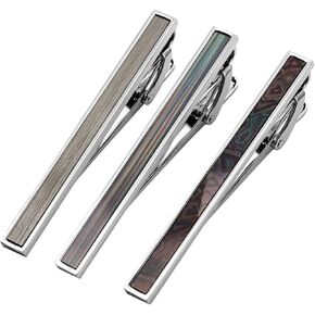 Tie Clip for Men 3 Pack Classic Fashion Silver Tie bar 2 inch Suitable Wedding Business Daily Formal Tie Gift Box Packaging