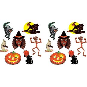 Beistle Vintage Halloween Classic Cutouts 14 Piece, 9.5" - 16", Multicolor