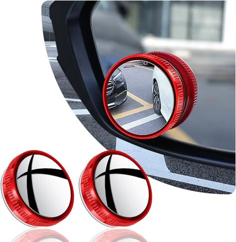 2PCS Suction Cup Car Convex Blind Spot Mirror,360°Adjustable Side Mirror Blindspot Used in Car Mirror,Universal HD Fish Eye Mirror Car Mirror Accessories Fit for Cars SUVs Trucks (Red) in Saudi Arabia