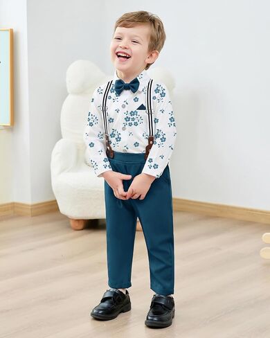 nilikastta Toddler Boy Outfit Boy Suit Boy Dress Shirt with Bowtie/Suspender Pants Gentleman Wedding Outfits 1-10 Years in Saudi Arabia