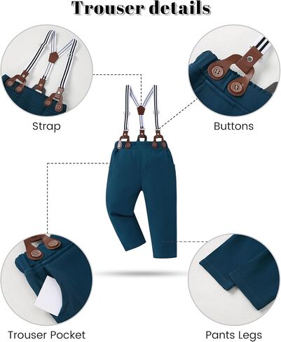 nilikastta Toddler Boy Outfit Boy Suit Boy Dress Shirt with Bowtie/Suspender Pants Gentleman Wedding Outfits 1-10 Years in Saudi Arabia