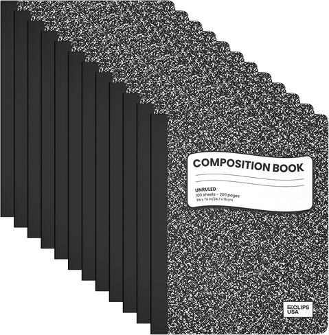 Composition Notebooks, Unruled Composition Notebook, Hard Cover Marble Composition Notebook, 100 sheets, 9.75″ x 7.25″ (4) in Kuwait