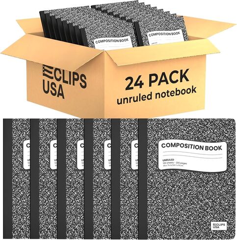 Composition Notebooks, Unruled Composition Notebook, Hard Cover Marble Composition Notebook, 100 sheets, 9.75″ x 7.25″ (4) in Kuwait