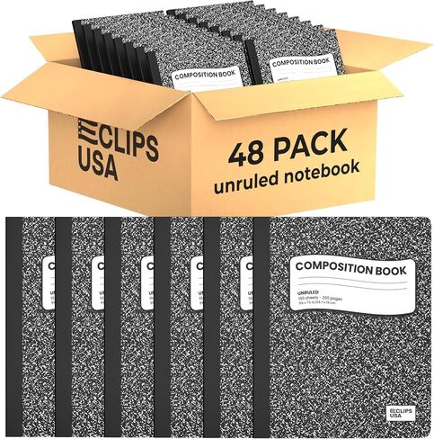 Composition Notebooks, Unruled Composition Notebook, Hard Cover Marble Composition Notebook, 100 sheets, 9.75″ x 7.25″ (4) in Kuwait