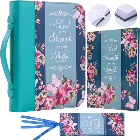 Faithful Hers Bible Covers for Women, Bible Case Set with Notebook and Bookmark, Leather Bible Cover, Bible Carrying Case for Woman Lady Bible Bag, Christmas Gift for Mother, 10.8x7.8x2 in, Purple in Kuwait