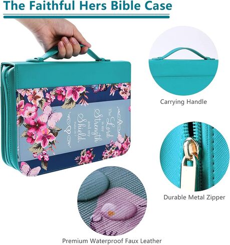 Faithful Hers Bible Covers for Women, Bible Case Set with Notebook and Bookmark, Leather Bible Cover, Bible Carrying Case for Woman Lady Bible Bag, Christmas Gift for Mother, 10.8x7.8x2 in, Purple in Kuwait