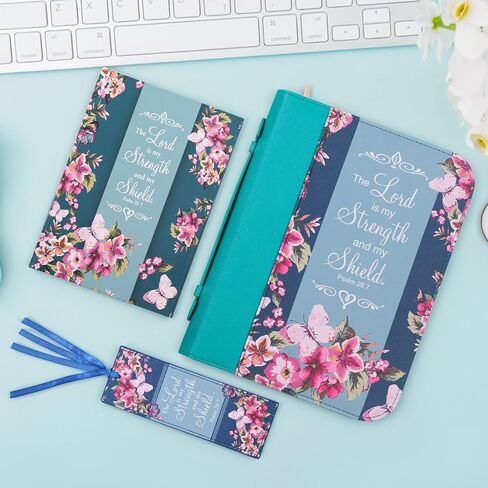 Faithful Hers Bible Covers for Women, Bible Case Set with Notebook and Bookmark, Leather Bible Cover, Bible Carrying Case for Woman Lady Bible Bag, Christmas Gift for Mother, 10.8x7.8x2 in, Purple in Kuwait