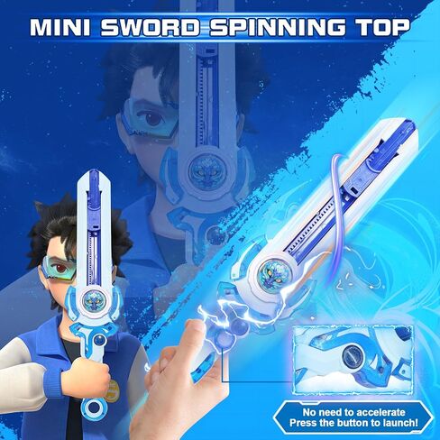 INFINITY NADO Bey Battling Blade Toys, Mini Nado Sword for Beginners, Spinning Top and Sword Launcher Battle Set Toys for Kids Ages 5-7 8-12, Bey Mini Battle Blade Brust Sword Toys for Boys, Blue in Saudi Arabia