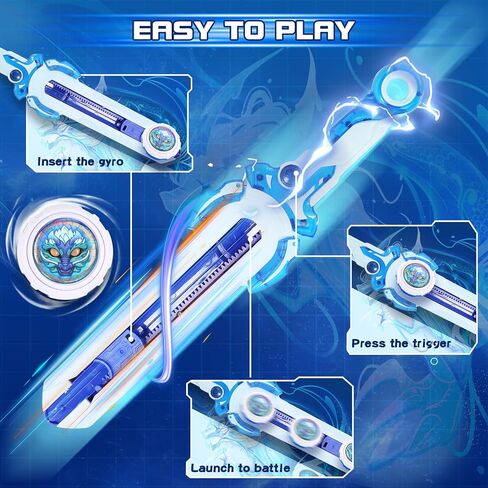 INFINITY NADO Bey Battling Blade Toys, Mini Nado Sword for Beginners, Spinning Top and Sword Launcher Battle Set Toys for Kids Ages 5-7 8-12, Bey Mini Battle Blade Brust Sword Toys for Boys, Blue in Saudi Arabia