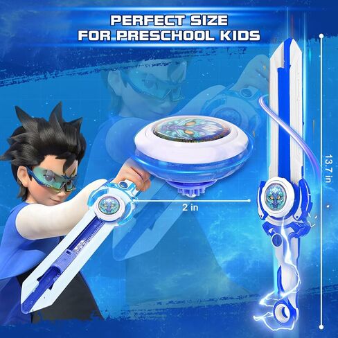 INFINITY NADO Bey Battling Blade Toys, Mini Nado Sword for Beginners, Spinning Top and Sword Launcher Battle Set Toys for Kids Ages 5-7 8-12, Bey Mini Battle Blade Brust Sword Toys for Boys, Blue in Saudi Arabia