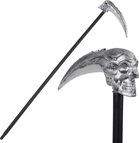 Spooktacular Creations Halloween Grim Reaper Scythe، هيكل عظمي Scythe Staff لملحقات زي حفلات الهالوين، سلاح منجل جمجمة بلاستيكي مزيف للأطفال والنساء والرجال واللباس in Saudi Arabia