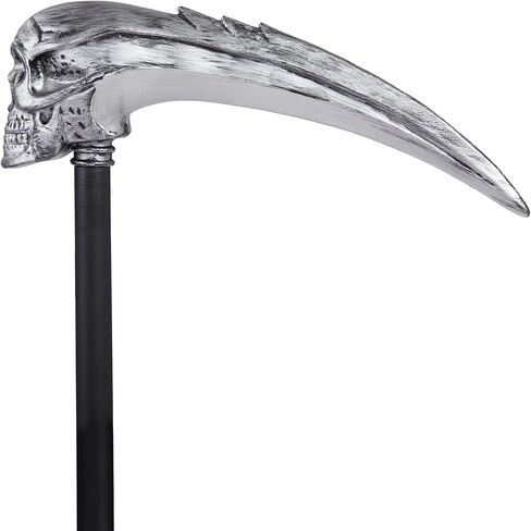 Spooktacular Creations Halloween Grim Reaper Scythe، هيكل عظمي Scythe Staff لملحقات زي حفلات الهالوين، سلاح منجل جمجمة بلاستيكي مزيف للأطفال والنساء والرجال واللباس in Saudi Arabia