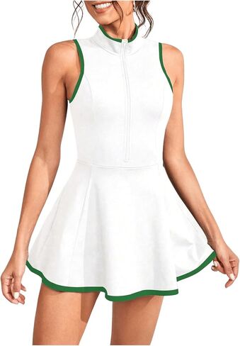 Floerns Women's Sleeveless Tennis Dress Collared Zip Up Athletic Golf Dresses in Saudi Arabia