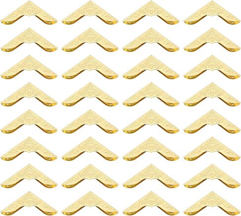 PATIKIL 23mm Metal Book Corners, 60pcs Photo Corners Book Corners Protector Retro Metal Decorative for Crafting Scrapbook Photo Album Book Binding, Gold Tone in Saudi Arabia