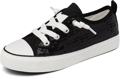 Toddler Kids Canvas Sneakers Sparkle Glitter Sequins Shoes Slip On Soft and Durable in Saudi Arabia