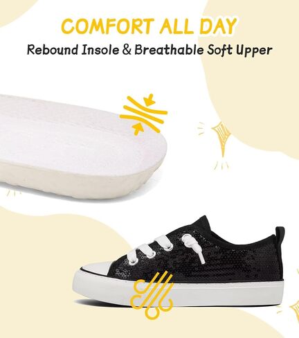 Toddler Kids Canvas Sneakers Sparkle Glitter Sequins Shoes Slip On Soft and Durable in Saudi Arabia