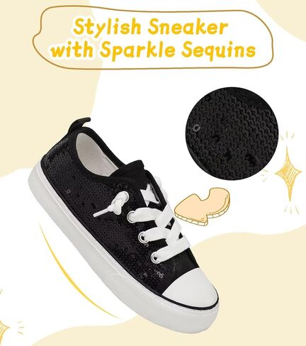 Toddler Kids Canvas Sneakers Sparkle Glitter Sequins Shoes Slip On Soft and Durable in Saudi Arabia