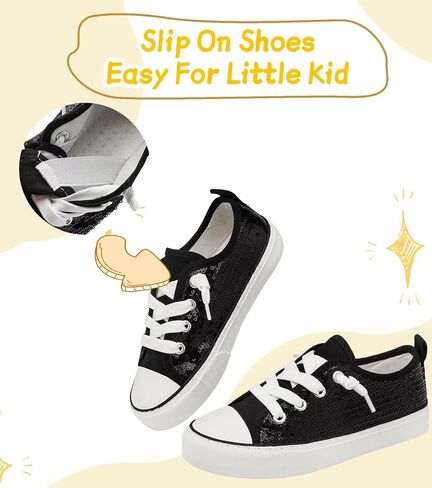 Toddler Kids Canvas Sneakers Sparkle Glitter Sequins Shoes Slip On Soft and Durable in Saudi Arabia